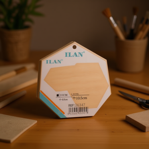 Plaque en bois hexagonale Ilan 20 cm x 0,5 cm 12 pièces pour l'artisanat et la décoration intérieure - Product Image 2