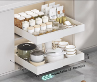 Étagère de rangement double rétractable en métal pour épices, style tiroir, pour évier, vaisselle et assaisonnements, organisateur de placard de cuisine