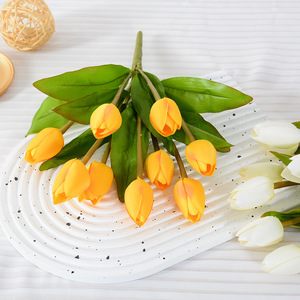 Bouquet de tulipes artificielles en soie Flower Delight, 3, 6 ou 9 têtes, décoration de table, texture artistique - Product Image 2