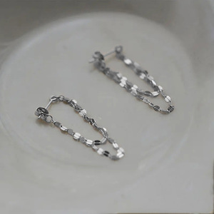 Orecchini a doppio strato con catena per donna, gioielli geometrici alla moda per l'uso quotidiano - Product Image 6