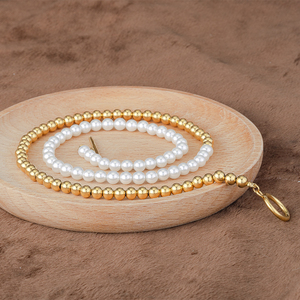 Moda mujer Hip Hop chapado en oro suéter cadena Acero inoxidable OT hebilla barroca agua dulce perla empalmada collar de cuentas - Product Image 1