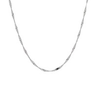 Chaîne de cou ultra-fine minimaliste en platine Pt950 blanche, motif vague fluide à segments ondulés, unisexe, bijou en platine souple empilable