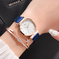 Montres de luxe pour femmes, ensemble de 2 pièces, élégantes montres-bracelets pour femmes, bracelet en maille magnétique, montre rose pour femme, bracelet, montre femme, reloj mu