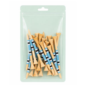 Tees de golf en bambou personnalisés avec logo, tees de golf en bois rayés écologiques, tees en bois naturel pour la pratique sur le driving range, emballage de vente au détail - Product Image 1