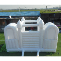 Château gonflable commercial en PVC blanc avec double toboggan, écologique, pour mariages et cérémonies