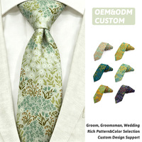 Corbata de Algodón con Diseño Floral de Menta Salvia para Hombre, Personalizable con Logotipo OEM, Proveedor de Corbatas
