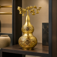 Ornement en laiton antique en forme de gourde chinoise avec motif traditionnel Fu Lu Hulu, artisanat décoratif Feng Shui pour la maison, le bureau ou comme cadeau