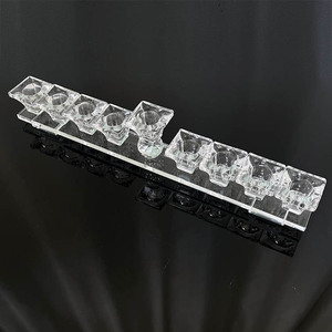 9 Heads Clear Glass Crystal <strong>Hanukkah</strong> Menorah MH-Z0376