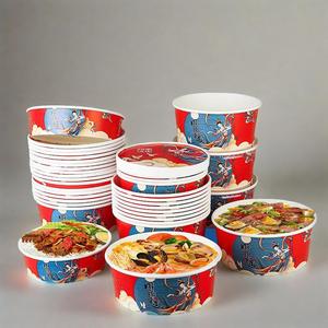 Boîte d'emballage alimentaire jetable écologique biodégradable avec impression personnalisée, bols à salade, bol en papier kraft avec couvercle - Product Image 3