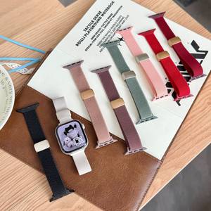 Bracelet de montre à fermoir magnétique en nylon tissé pour Apple Watch Xiaomi Mi Band, sangle réglable rouge - Product Image 4