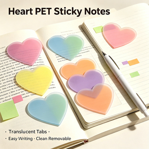 Heart Shaped PET Sticky <b>Notes</b> Colorful Page Markers Easy to Write Clean Peel Multiple Colors - Product Image 6
