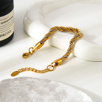 Chaîne en corde torsadée perlée de couleur mélangée Bracelet de mode en acier inoxydable plaqué or 18 carats Joyas De Acero Inoxidable Al Por Mayor