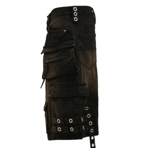 Pantalones Cortos Cargo de Mezclilla para Hombre, Estilo Vintage, con Múltiples Bolsillos y Ojales, Lavados - Product Image 6