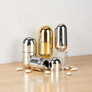 Bouteille ovale en PET plaqué or et argent, flacon pour capsules de santé, flacon pour pilules, impression de logo possible - Product Image 2