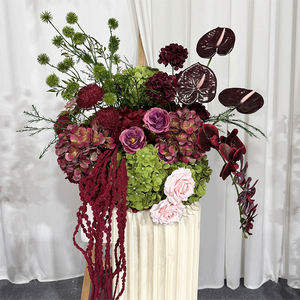 Vibrant Red and Green Promise Brand Silk Realistic Modern Artificial Hydrangeas for Wedding Decor - Product Image 3