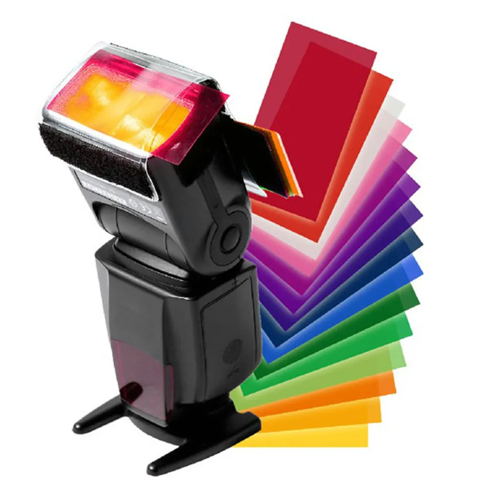 Kit de filtro de iluminação com equilíbrio de cores, filtro de cameras de 12 cores, acessório transparente para estúdio fotográfico, acessório de filtro de cores difuso
