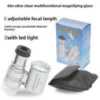 Loupe HD à fort grossissement 60X avec LED, pour évaluation de bijoux et détection de devises, mini-microscope portable, modèle HJ-60