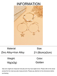 Chevillères Bohèmes en Alliage de Zinc Étanche Plaqué Or 3 Pièces/Ensemble, Chaîne de Cheville Étoile de Mer et Coquillage pour Femme, Idéales pour l'Été et la Plage - Product Image 5
