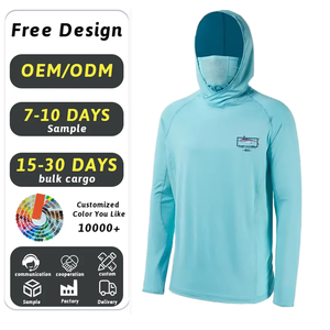 Hood özel Logo balık ağız Hoodie hızlı kuru Upf kaput koruma ile 50 uzun kollu gömlek nefes baskılı balıkçılık kıyafetleri - Product Image 2