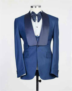 ชุดทักซิโด้เข้ารูป3ชิ้นสำหรับผู้ชายชุดสูทสีฟ้าสำหรับงานแต่งชุดเพื่อนเจ้าบ่าว - Product Image 2