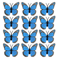 Autocollants muraux papillons réalistes en PVC de 7 cm, décoration d'Halloween, de jardin et de maison, accessoires 3D pour coiffure, intérieur