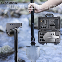 Pelle multifonctionnelle d'urgence pour l'extérieur, pelle tactique de survie pour le camping, hache, kit d'outils avec petite boîte