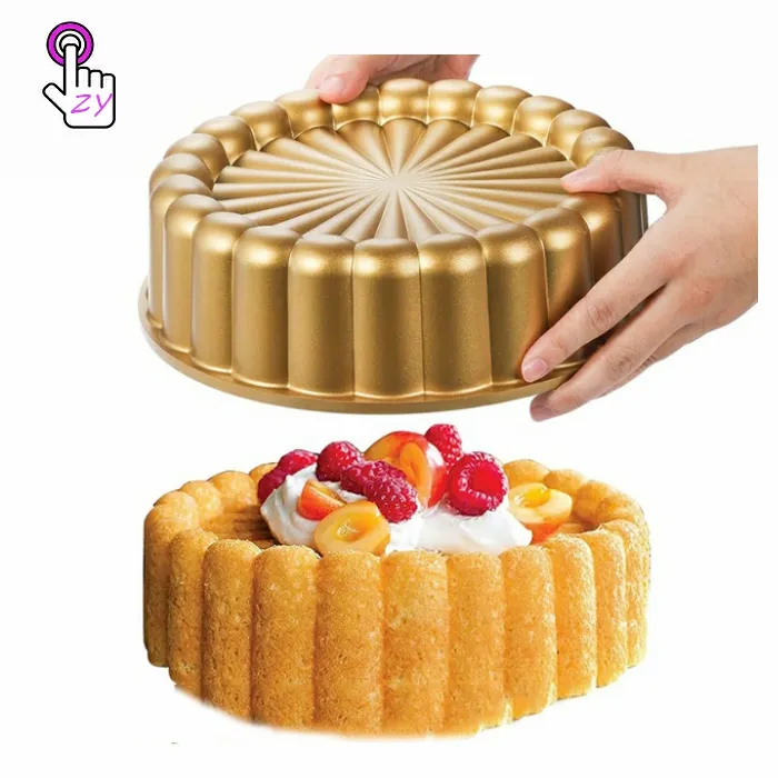 Golden color round cast aluminum bundt pan cake baking molds cake bakeware