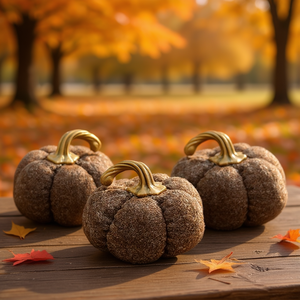 Juego de 3 adornos de calabaza marrón de 8,3x8,3x5,5 pulgadas, decoración navideña de otoño para el festival de Acción de Gracias, uso femenino - Product Image 2