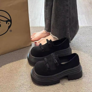 2025 Spring Fashion Women's Retro British Style Single <b>Chunky</b> Leather <b>Shoes</b> Small Thick Bottom Commuter Style - Product Image 5
