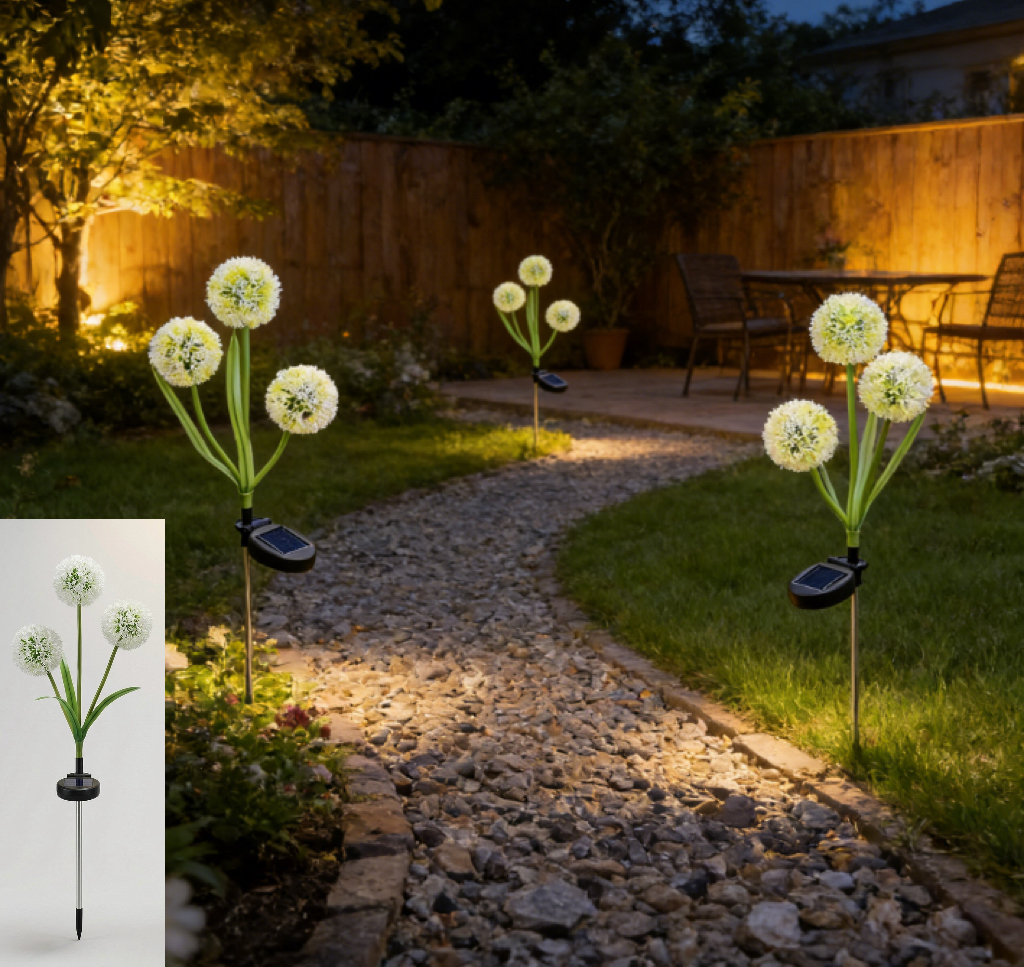 Solar Led Dandelion Garden Light Ip65 Waterproof Outdoor Lawn Yard Patio Villa Courtyard Pathway Stake Landscape Decor