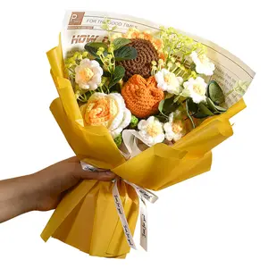 AYOYO OEM handgefertigter Garn-Blumenträger künstlicher Sonnenblumenstrauß Müttertagsgeschenk