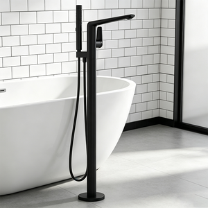 Robinet de <span class=keywords><strong>baignoire</strong></span> sur pied moderne noir HONGDEC avec douchette portable et <span class=keywords><strong>colonne</strong></span> de douche indépendante pour salle de bain de villa - Product Image 6