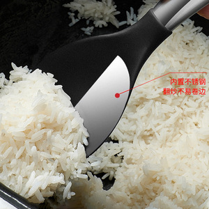 Cuchara para arroz de silicona y acero inoxidable, utensilio de cocina antiadherente rojo para olla arrocera - Product Image 2