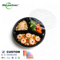 Kotak Makan Siang Sekolah Plastik PP Bulat 2 Kompartemen Anti Bocor Sekali Pakai Dengan Tutup