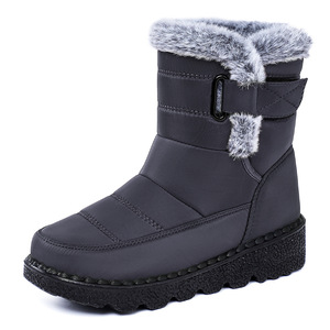 Bottes d'hiver imperméables pour femmes OEM ODM, doublure en fausse fourrure épaisse, sangle latérale réglable, semelle en caoutchouc antidérapante, tige en PU coupe-vent - Product Image 4