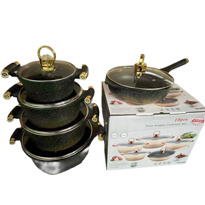 Ensemble de casseroles en aluminium antiadhésif de style américain de haute qualité, 10 pièces, respectueux de l'environnement, compatible avec l'induction, résistant au four, passe au lave-vaisselle - Product Image 4