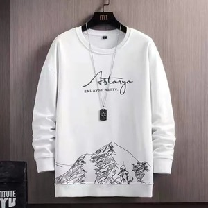 High Quality Men's Casual Outdoor Hoodies Spring Autumn <strong>Plus</strong> <strong>Size</strong> <strong>Pullover</strong> 5XL Knitted Fabric Letter Pattern T Shirt - Product Image 2