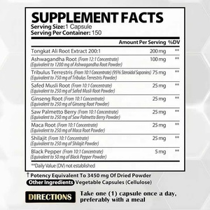 AEGLEWELL OEM Tongkat Ali Capsules Extract Maca Wortel voor Mannelijke Gezondheid Versterkte Ashwagandha Complex Kruidensupplement - Product Image 2