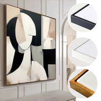 Échantillon gratuit Ps Matériel Cadre Flotteur Toile Peinture à l'huile Noir Ruban Bois naturel Couleur L Forme Toile Cadre flottant Moulage