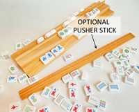 Supports doubles classiques en bois massif et support de carreaux de Mahjong poussoir Portable deux couches 19 pouces supports de jeu de Mahjong
