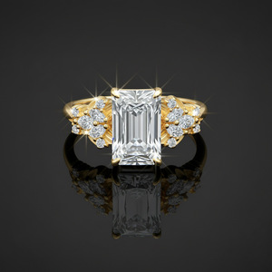 Anillo de Corona Vintage de Plata S925 de Dos Tonos con Moissanita Corte Esmeralda para Propuesta de Matrimonio, Regalo de Aniversario, Joyería - Product Image 5