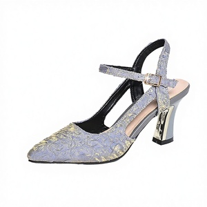 Sandalias de Tacón Alto para Novia, de Alta Calidad, con Tacón Grueso, Punta Puntiaguda, Antideslizantes, Blancas, de Verano, Tallas 35-43 - Product Image 1