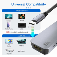 Adaptador Hub USB-C 8 en 1 con Salida de CC y Protección OTP para Laptop y Teléfono Móvil, Hub USB-C de 3 Puertos de Super Velocidad