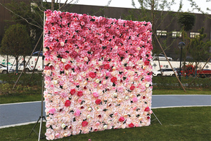 QSLH Ti448 White Gradient Pink Flower Wall fondale muro di <span class=keywords><strong>fiori</strong></span> decorativi artificiali di seta per lo sfondo del banchetto dell'evento del partito - Product Image 3