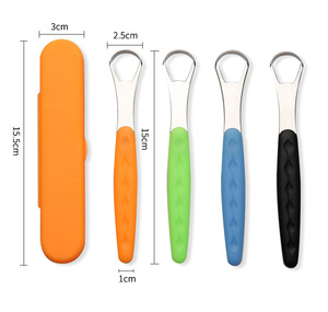 Đầy màu sắc lưỡi <span class=keywords><strong>scraper</strong></span> Cleaner bàn chải cho người lớn trẻ em thép không gỉ lưỡi bàn chải Kim Loại Lưỡi Cleaner với du lịch trường hợp - Product Image 5