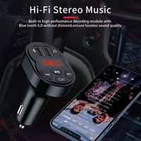 Transmisor FM para Auto 5.0, Receptor de Audio Manos Libres, Reproductor MP3, Soporte para Teléfono con Ranura para Tarjeta SD, Cargador Rápido Dual USB 3.1A, Inalámbrico, 1 Año de Garantía