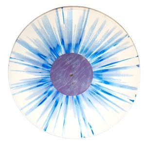 Pressage de disques vinyles offset imprimés de 140 g, 7 pouces, 12 pouces, blanc opaque, avec des couleurs bleues ajoutées, effet éclaboussures - Product Image 1