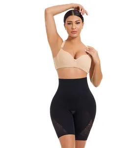 Fashionable Women Mid Waist Thong Shapewear Cotton Shapewear Leggings Slimming With Lace Edge