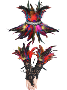 Femmes automne/hiver multicolore plume cou col Festival Punk Halloween <span class=keywords><strong>carnaval</strong></span> Costume fête Rave danse Costume - Product Image 2