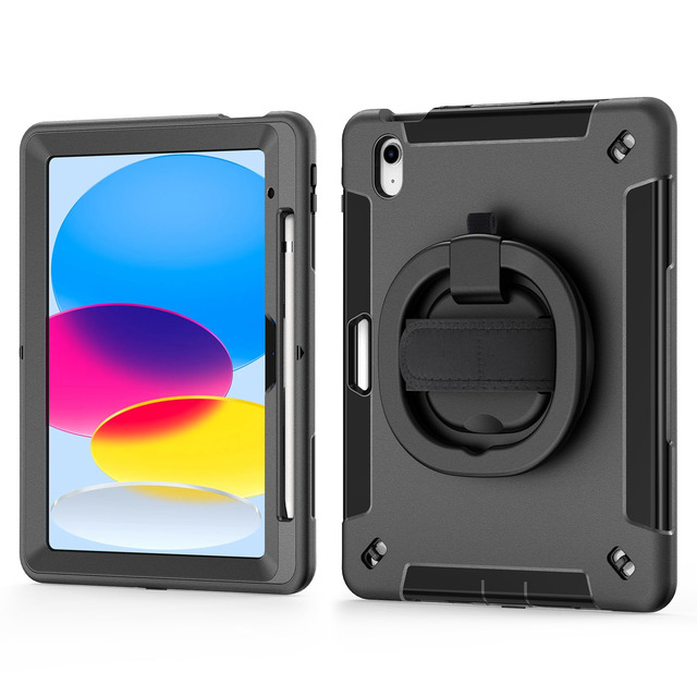 AilesTecca Case for iPad 10.9" A16 2025 Heavy Duty Rugged Shockproof Tablet Cover with Adjustable Shoulder Strap & Kickstand